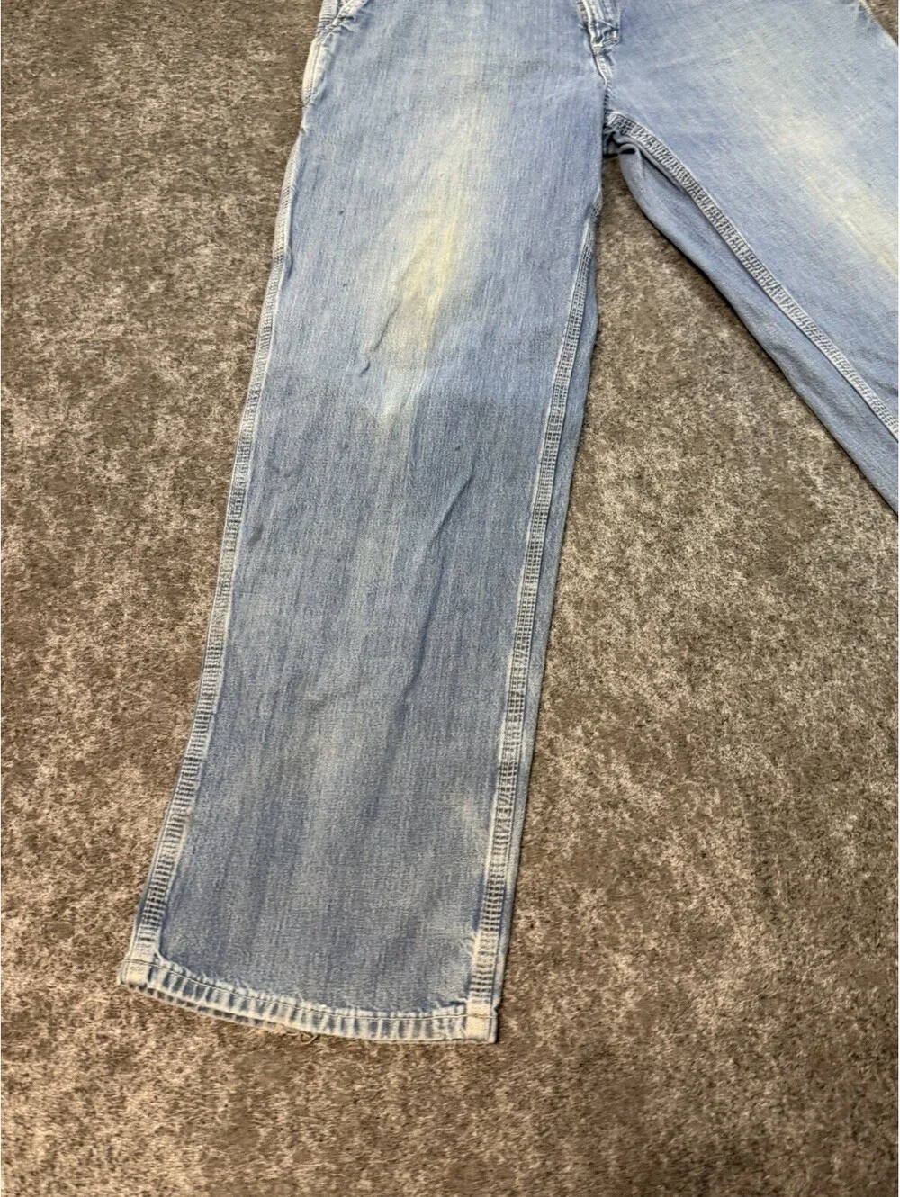 Carhartt Dungaree Fit Carpenter Jeans Mens 34x32 Light Wash Work Denim Pants